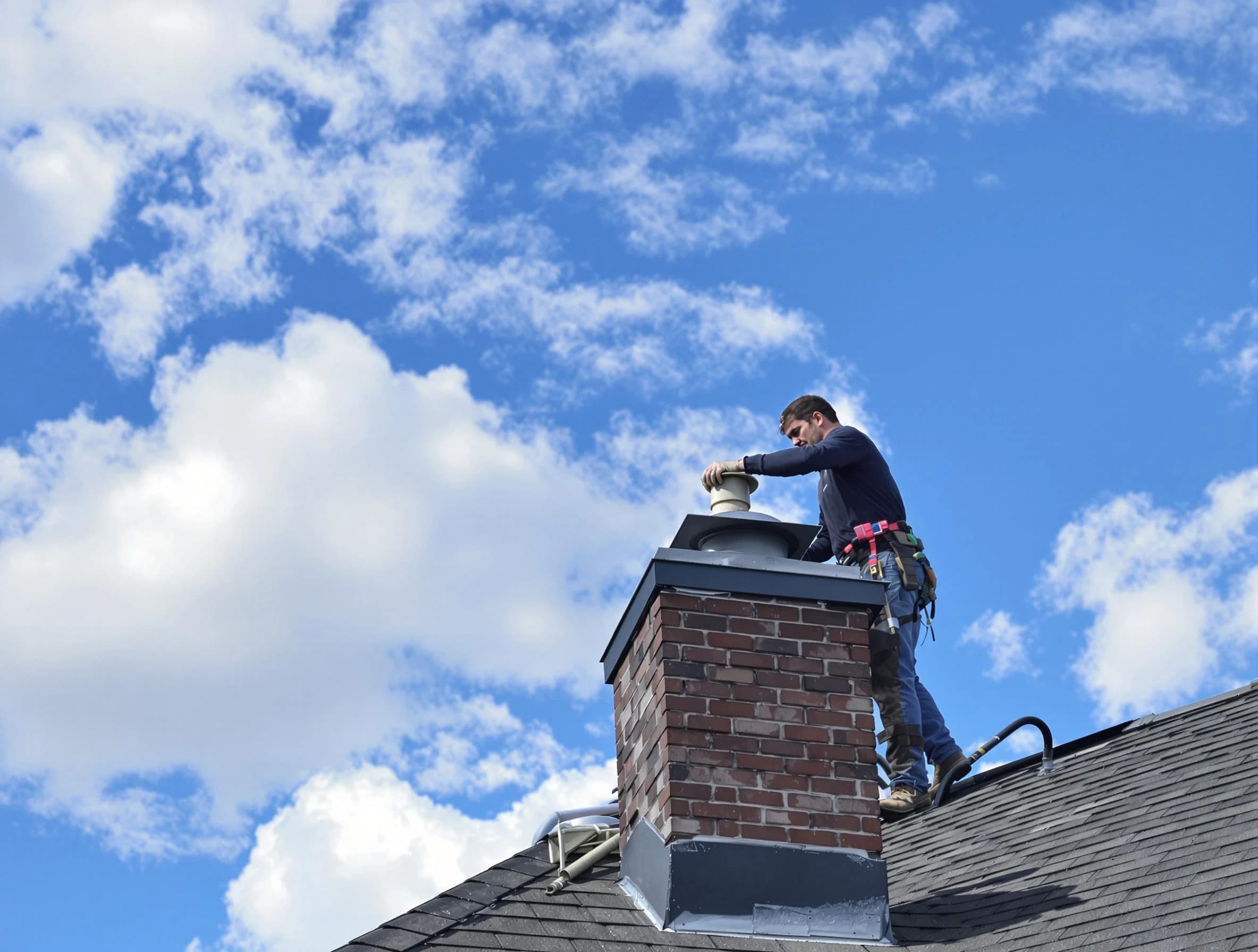 Erie Chimney Sweep installing a sturdy chimney cap in Erie, CO