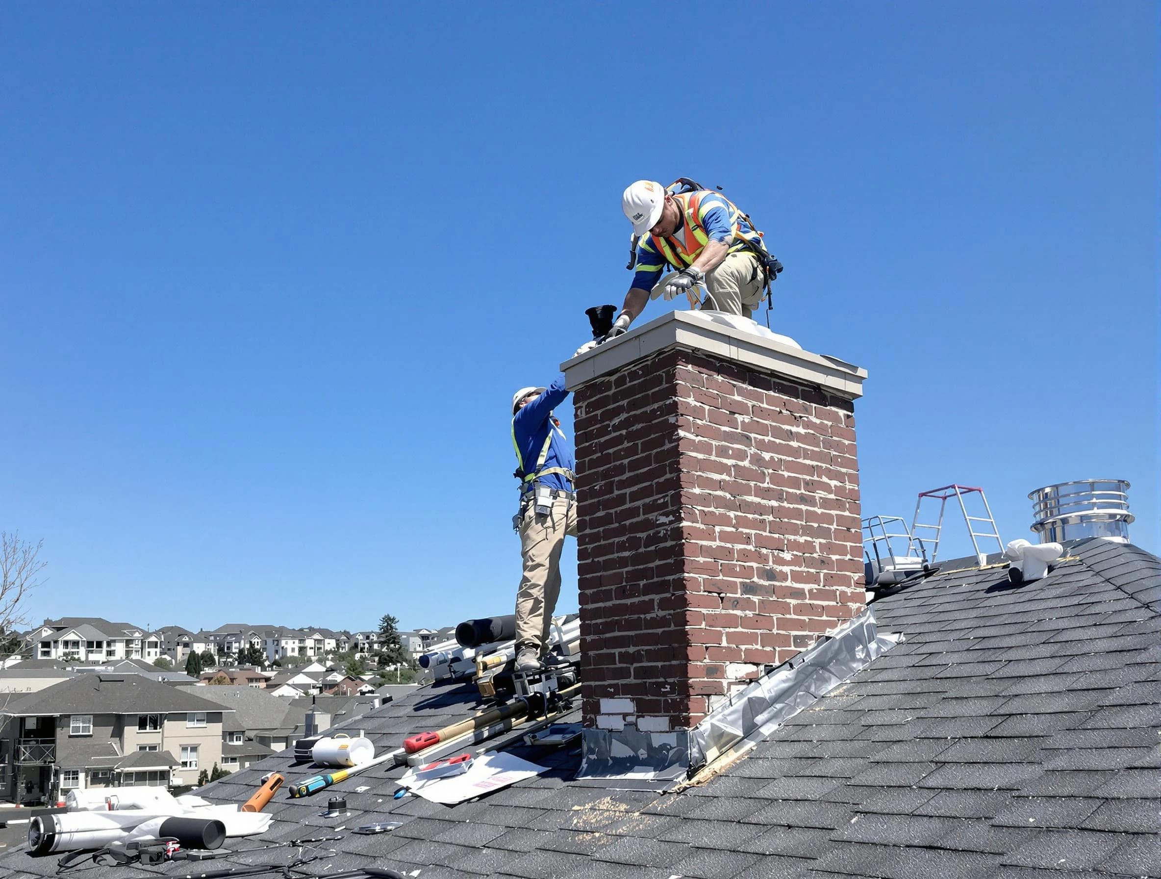 Erie Chimney Sweep repairing a chimney crown in Erie, CO