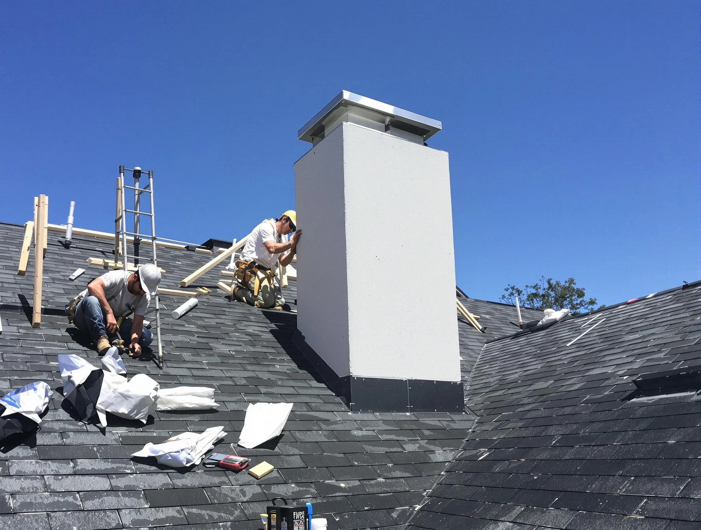 Erie Chimney Sweep crew installing a new chimney in Erie, CO