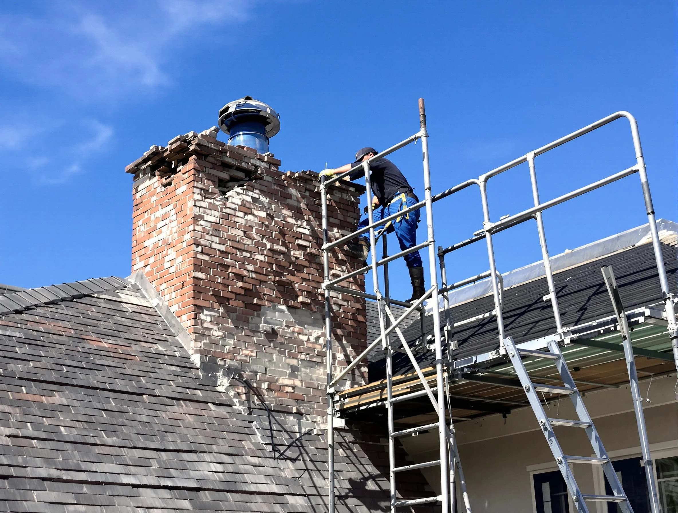 Rebuilding a chimney structure by Erie Chimney Sweep in Erie, CO