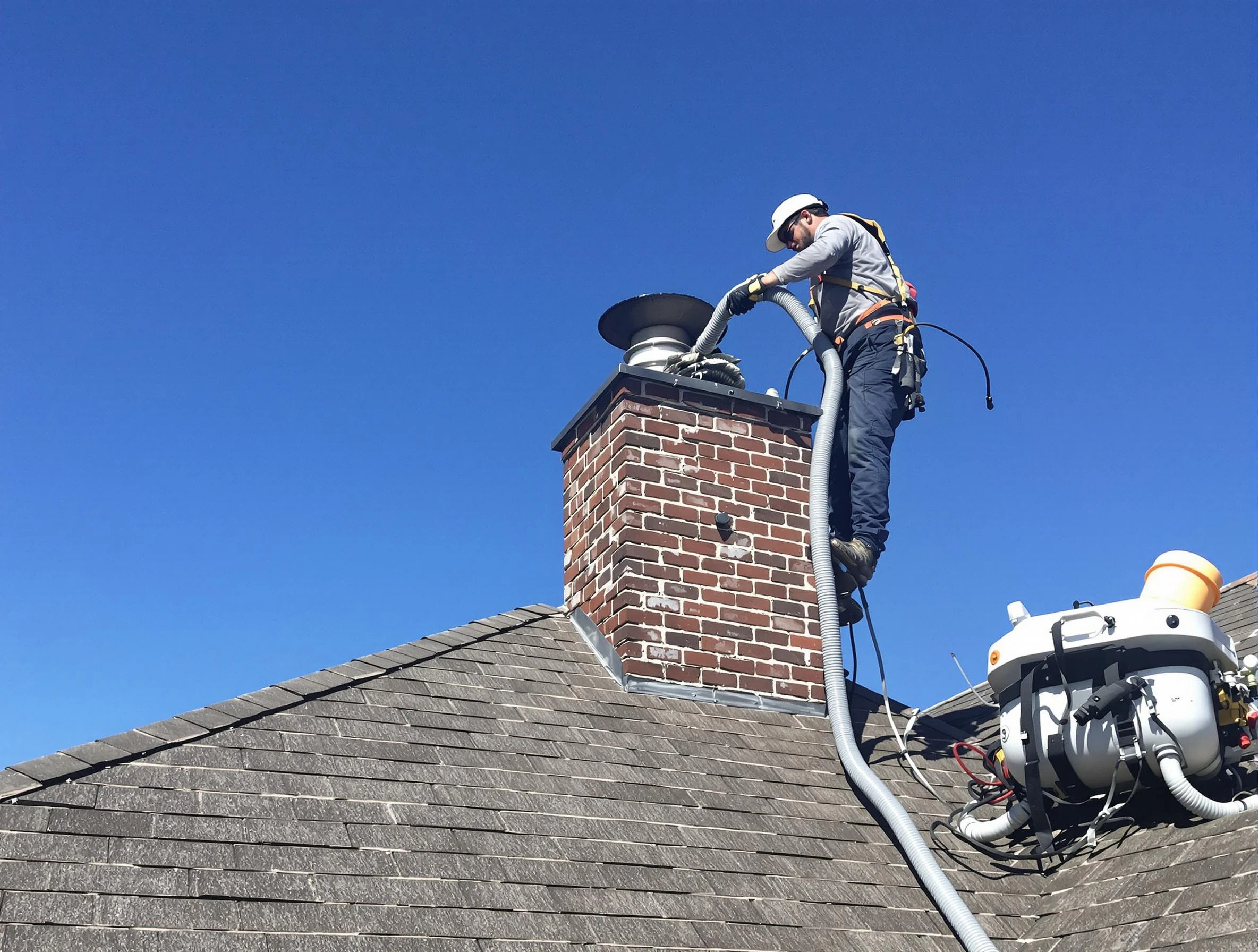 Dedicated Erie Chimney Sweep team member cleaning a chimney in Erie, CO