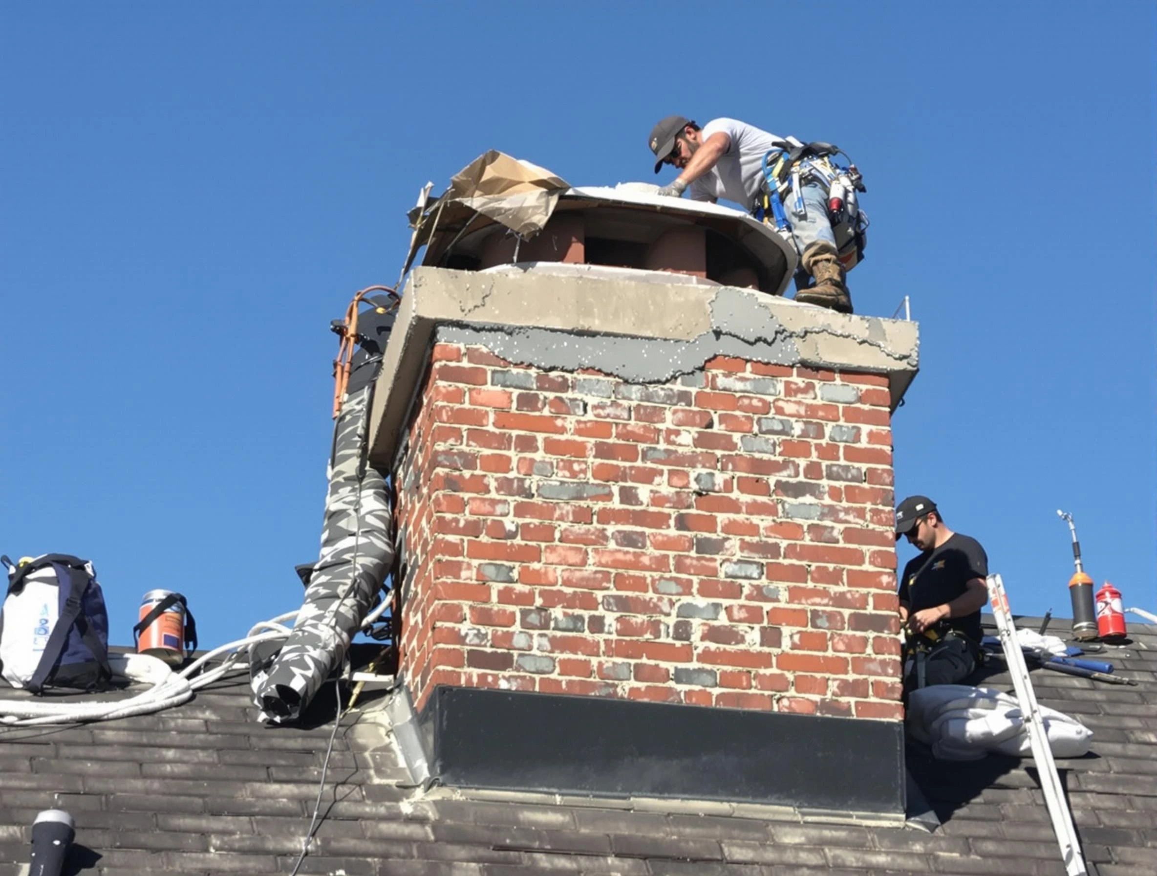 Erie Chimney Sweep installing a custom chimney crown in Erie, CO
