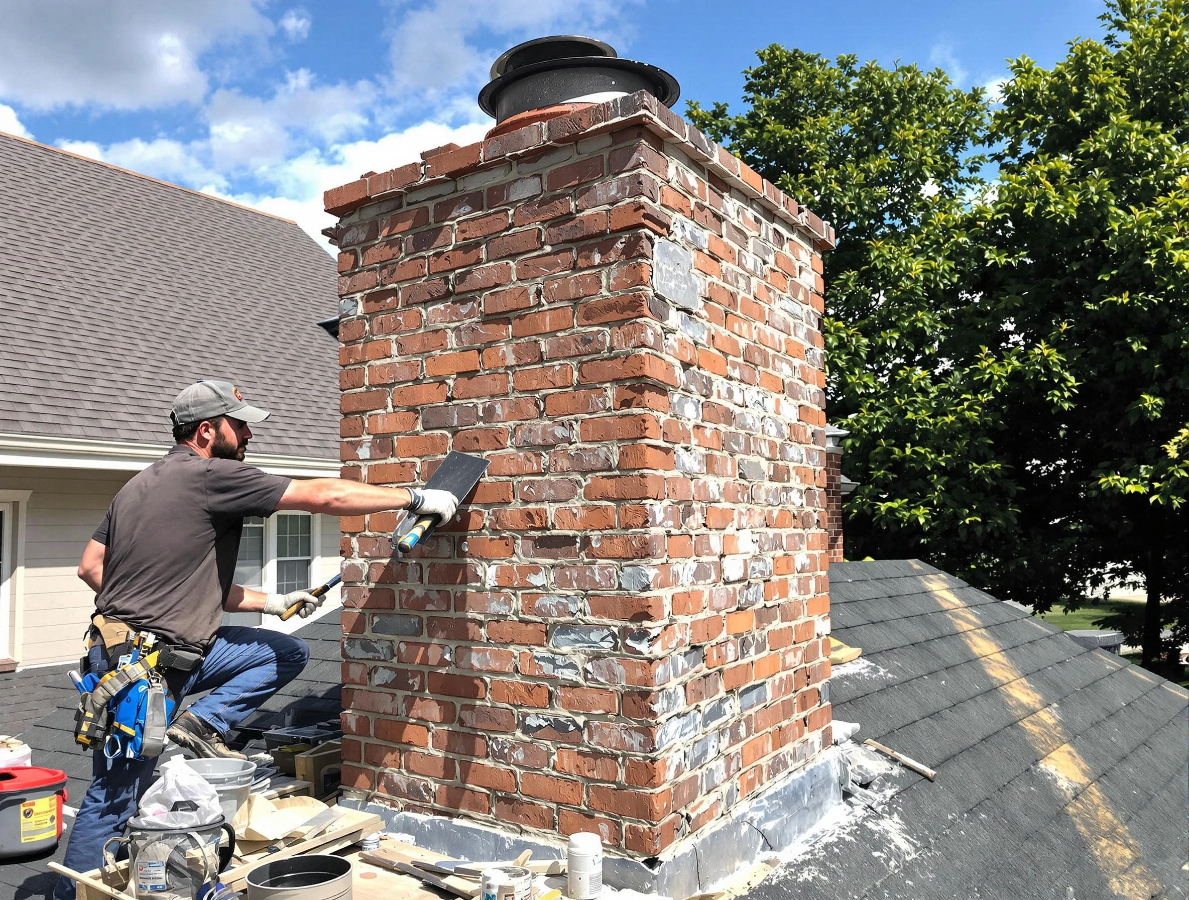 Completed chimney rebuild by Erie Chimney Sweep in Erie, CO