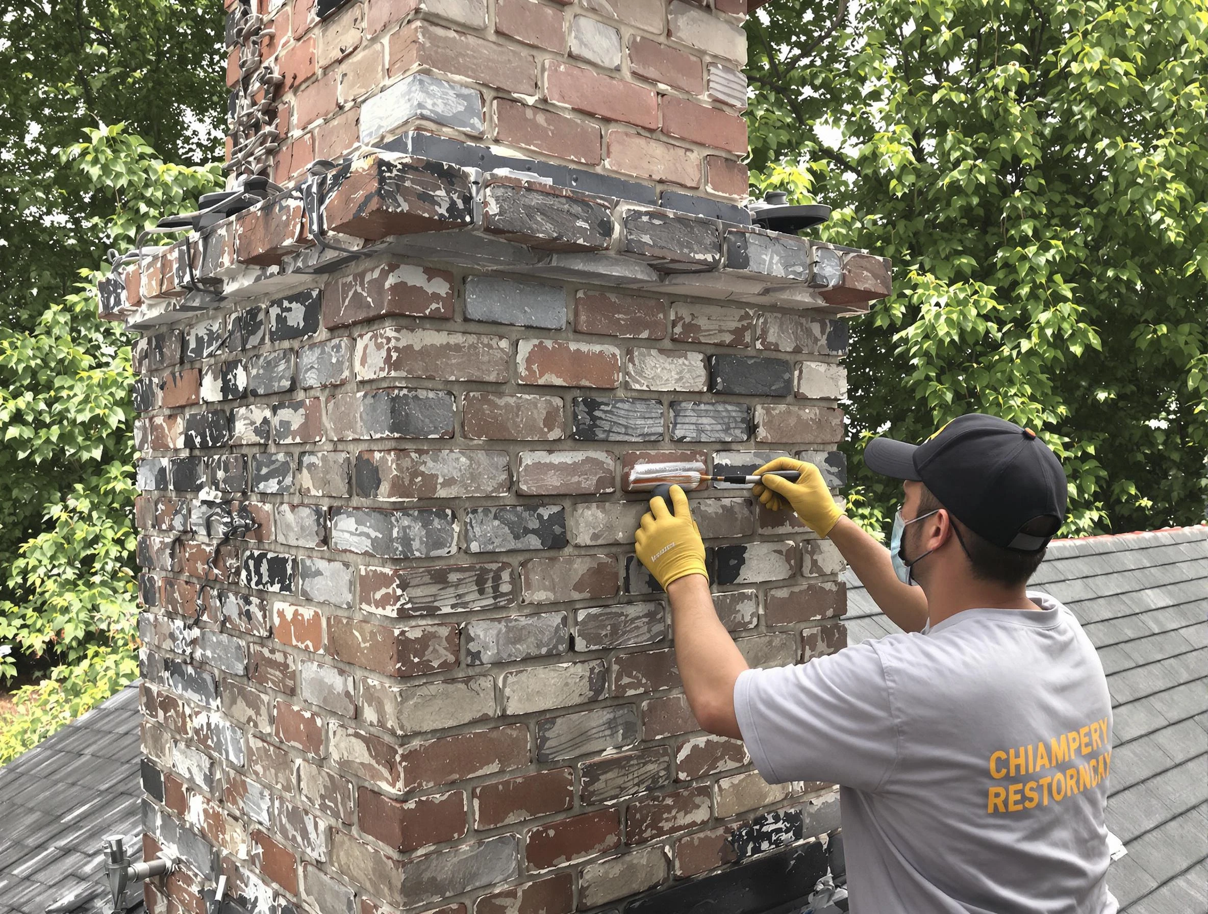 In-progress chimney restoration by Erie Chimney Sweep in Erie, CO